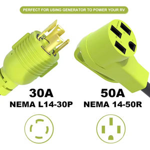 4 Prong 30 Amp 50 Amp Rv Generator Adapter Snoer L14-30P 14-50r 10 Awg Sjtw 250V Voor Rv Aanhangwagen Aanhanger 1ft Netsnoer - Product Image 3