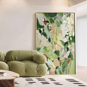 Peinture murale abstraite en acrylique faite à la main, fleurs colorées minimalistes texturées en 3D pour la chambre à coucher - Product Image 2