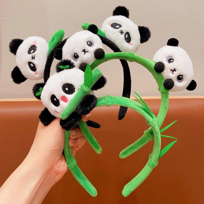 Professional Plush Panda Plush Hairband Headbands Plush Black White Color Panda Headband