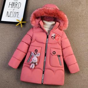 Nouvelle collection Hiver 2026 – <span class=keywords><strong>Manteau</strong></span> mi-long pour filles, style coréen, en polyester rembourré, épais, à col montant zippé, avec lettres de dessin animé - Product Image 3