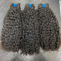 Extensions de cheveux humains brésiliens Afro Kinky Curly Grade 12A, double trame machine, boucles noires naturelles, Remy vierge, sans perte, pour tissage
