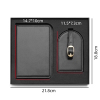 En stock, faible MOQ, couverture de passeport en cuir PU et étiquettes de bagages avec boîte cadeau, ensemble de voyage avec logo personnalisé
