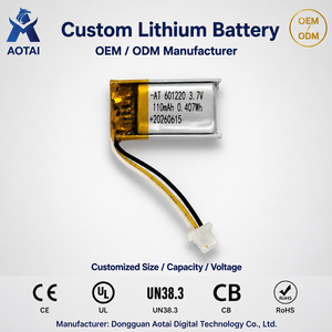 Batterie Li-Polymère Personnalisée Fine 601220 3.7V 110mAh Rechargeable avec Protection PCM OEM ODM Connecteur JST Personnalisable - Product Image 1