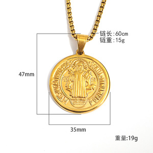 Accessoires de mode de personnalité européenne et américaine rétro <span class=keywords><strong>Saint</strong></span> Benoît exorcisme père croix lettre titane acier mâle pend - Product Image 1