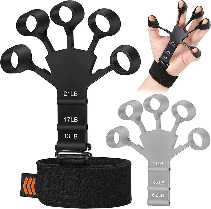 Upgraded 6 Resistant Level Finger Exerciser Strengthener Grip Strength Trainer for Patients Strength Training