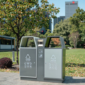 Contenedor de <span class=keywords><strong>Basura</strong></span> de Metal Galvanizado de 60L, Estilo Clásico, para Exteriores, Resistente al Agua, Ecológico y Robusto, con <span class=keywords><strong>Compartimentos</strong></span> - Product Image 2