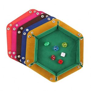 2 Double-Sided Hexagon Shape Folding Dice Boards Velvet Foldable Leather Portable Table Game for RPG DND <b>Dragons</b> Dice Games - Product Image 3