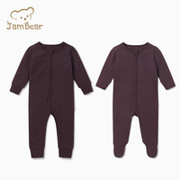 Combinaisons en coton biologique unisexe pour bébé, barboteuses à fermeture éclair inversée, pyjamas à manches longues, combinaisons de nuit vierges