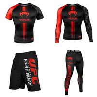 Combinaison d'entraînement pour hommes UFC Boxe Tenue serrée à séchage rapide Muay Thai Combat Venom Ensemble 4 pièces Gym Spandex/Polyester