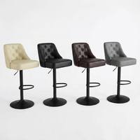 Chaises de bar luxueuses à dossier haut capitonnées, siège en cuir, base en métal, pivotantes, réglables, pour îlot de cuisine, bar à petit-déjeuner