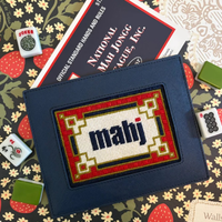 Nouvelle collection : Étui à tuiles de Mahjong brodé en PVC, étui à cartes personnalisé en cuir PU brodé, porte-cartes sur le thème du Mahjong