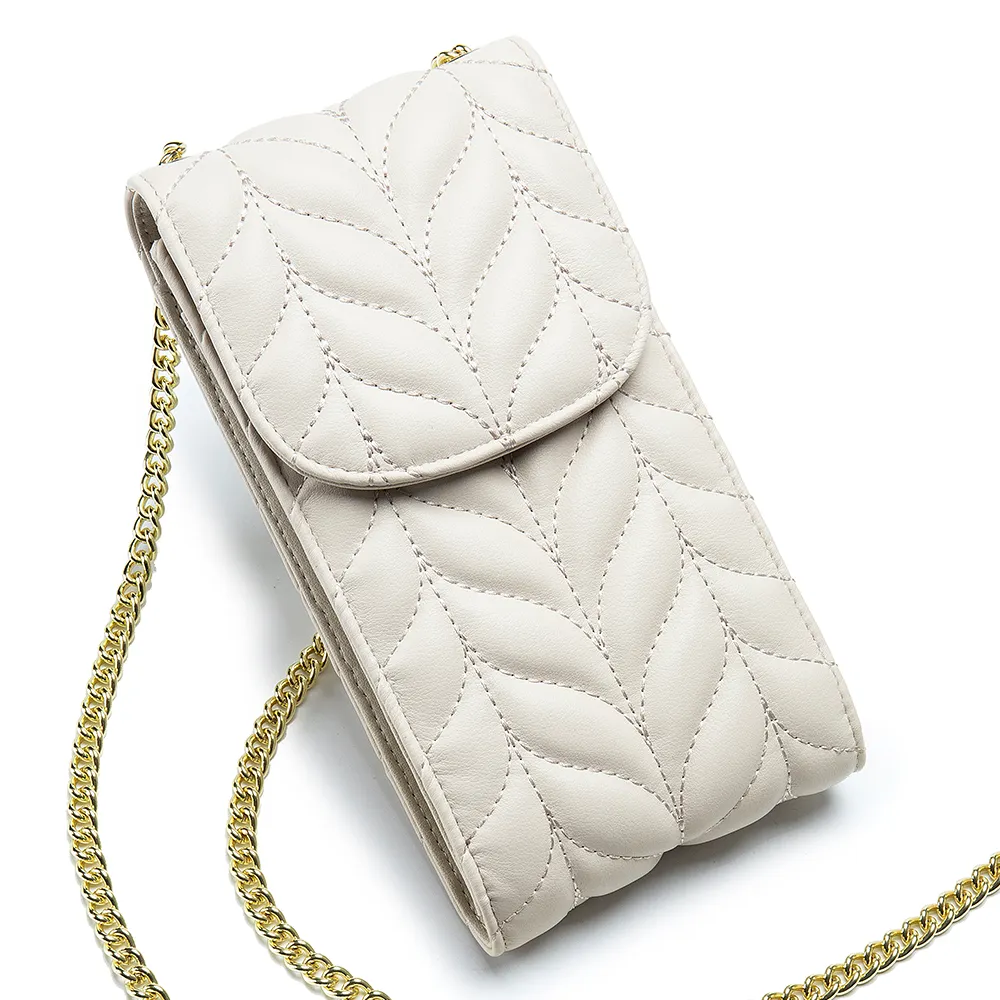 Sac en cuir véritable pour téléphone portable motif géométrique vertical sac à chaîne sac à bandoulière mode pour femmes