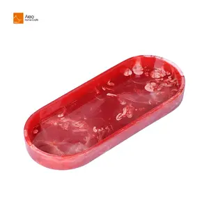 Mewah buatan tangan merah Swirl nampan Vanity disesuaikan Oval epoksi Resin melayani cetakan untuk kamar mandi dapur dekorasi rumah lemari