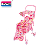 Poussette Feili pour poupées jumelles avec capote, poussette double pour poupées, jouets pour filles