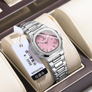   <span class=keywords><strong>Reloj</strong></span> de Cuarzo <span class=keywords><strong>para</strong></span> Mujer 708 Factory Montre, Diseño Cuadrado Antiguo, Caja de Acero Inoxidable, Resistente al Agua, con Visualización de Fecha Luminosa - Product Image 4