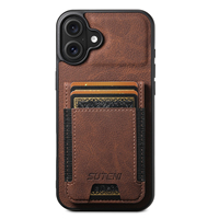 Coque de téléphone SUTENI pour iPhone 18 Pro Max avec bande élastique, porte-cartes et support, aspect givré, en similicuir de luxe, compatible 17 16 Plus 15 14 13 12