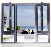 Fenêtre extérieure en aluminium de style européen moderne, insonorisée, à ouverture battante, avec moustiquaire en acier inoxydable, pour salon