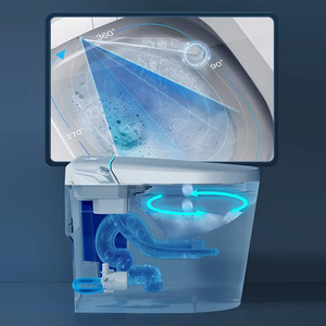 Salle <span class=keywords><strong>de</strong></span> bain ouverture/fermeture automatique céramique intelligente couvercle <span class=keywords><strong>de</strong></span> cuvette <span class=keywords><strong>de</strong></span> toilette électrique automatique chasse d'eau capteur <span class=keywords><strong>de</strong></span> pied toilettes intelligentes - Product Image 3