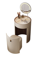 Table de toilette de luxe légère et minimaliste, style crème, en bois massif, avec rangement intégré, table de chevet et coiffeuse pour dressing