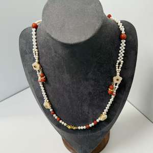 قلادة خانقة على الطراز الصيني من سبائك المعادن الثمينة مع سلسلة فيجارو عصرية وشرابة من العقيق للنساء كهدية - Product Image 5