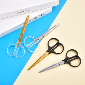 Transparent Handle Scissors Gold Plated 7 Inches Stainless Steel Office Craft Paper Cutting Tools - Product Image 2