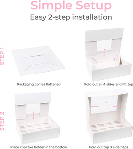 Tùy chỉnh món tráng miệng bánh ngọt Macarons bánh rán cupcakes Hãng 12 pcs cupcake container Dã Ngoại thực phẩm hộp với cửa sổ rõ ràng - Product Image 5