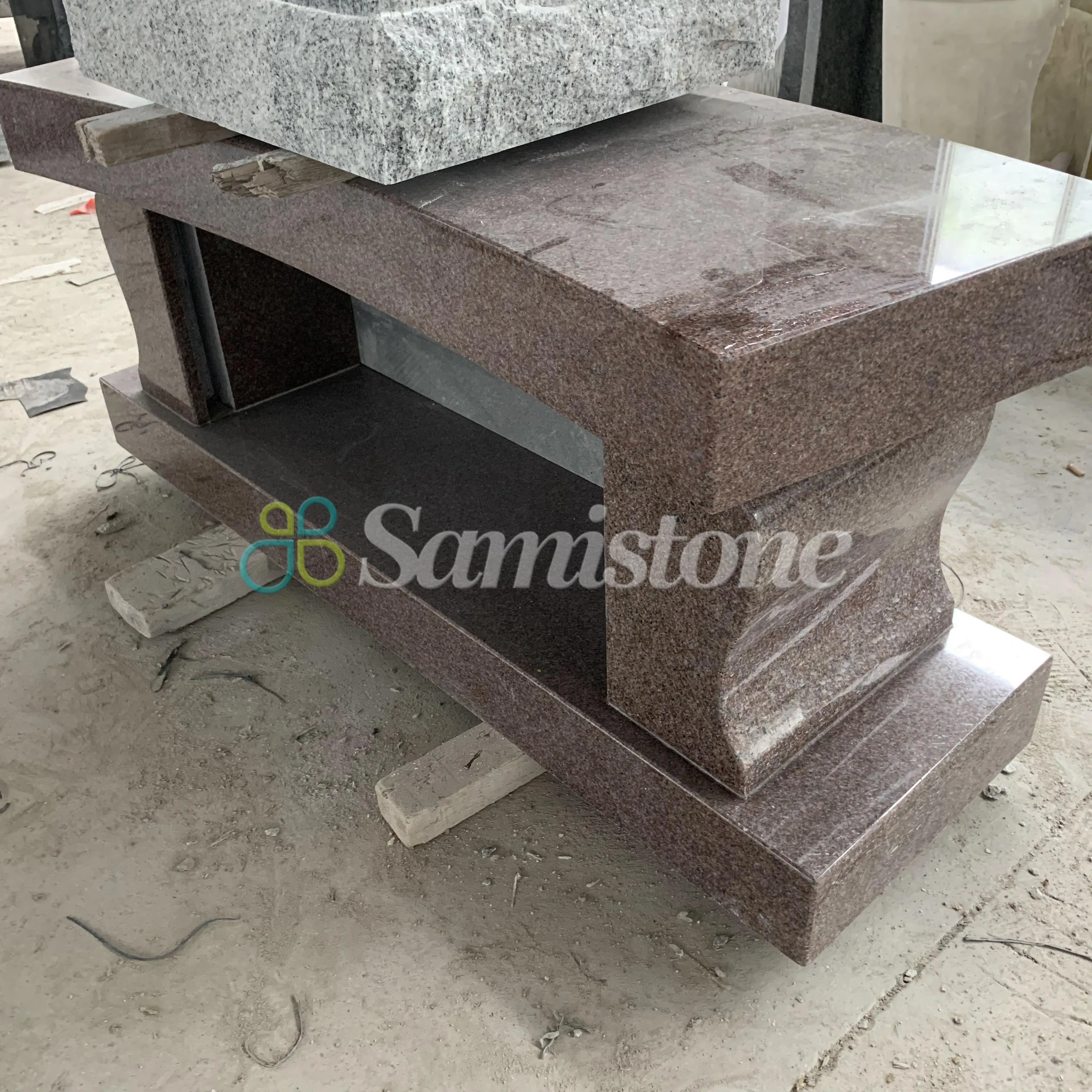 Samistone Memorial Granite Bench Bia Mộ Xám Đậm Và Tượng Đài