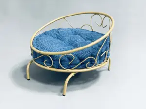 Soft Luxury Plush Pet Cushion Round Cat Dog Bed Kennel With Metal Frame Pet Nest