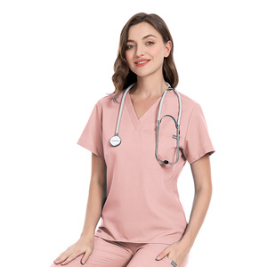 Conjuntos de Uniformes Médicos Unisex, Pantalones Largos de Tela Elástica Tejida, Cómodos, de Manga Corta, Ropa de Trabajo para Enfermeras - Product Image 4