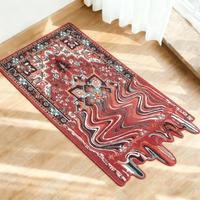 Moderner Roter Plüsch-Schmelzteppich 3D Schmelzender Persischer Teppich Boho Optische Illusion Bodenmatte Cooles Flüssigkeitsdesign Teppich Neu für Wohnzimmer