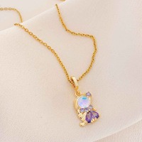 Collier créatif tendance à la mode, motif dessin animé, pour femme, exquis, adorable, style doux, pendentifs princesse en zircon, accessoires en gros