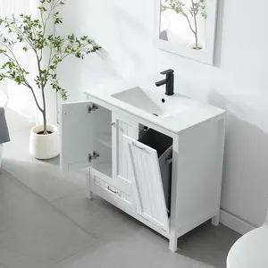 โต๊ะเครื่องแป้ง36 "ในห้องน้ำพร้อมตู้ซักผ้าตู้เก็บของในห้องน้ำอ่างล้างหน้าคำสั่งผสม