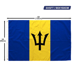 <span class=keywords><strong>Bandera</strong></span> de <span class=keywords><strong>Barbados</strong></span> 3x5 pies, Poliéster, Impresión a una Cara, Ojales de Latón, Doble Costura, Venta al por Mayor, 90x150cm - Product Image 1