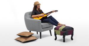 एकीकृत आर्मरेस्ट और टेप किए गए लकड़ी के पैर अनुकूलन योग्य असबाब टफ्टेड बैकरेस्ट सिंगल सोफा कुर्सी - Product Image 2