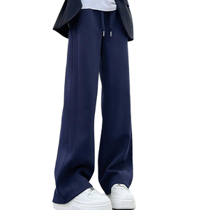 Pantalons de sport décontractés à jambes larges en coton à taille haute élastique respirant pour femmes sur mesure - Product Image 1