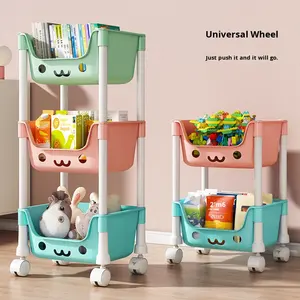 Étagère de rangement pour jouets pour enfants Étagère de rangement simple multicouche mobile au détail Cages de rangement pour chariot de chambre à coucher en gros - Product Image 3