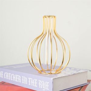 Vase à fleurs en verre géométrique créatif, support métallique, transparent comme du cristal, pour décoration intérieure – Meilleure vente - Product Image 1