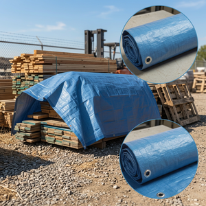 Bâche en PE bleue imperméable et résistante aux UV, robuste, avec œillets pour couverture extérieure de ferme - Product Image 3