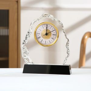 Настольные часы из хрусталя с УФ-печатью и гравировкой HBL – корпоративные подарки, декор для офиса, сувениры, украшение для рабочего стола - Product Image 2