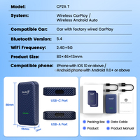 Carlink Kit Cp2a-t HD Wireless Carplay Android Auto Adapter 2 In1 AI Box Car Play Dongle untuk 98% Modul Mobil Apple
