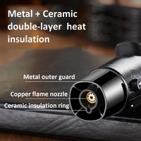 Briquet de torche à gaz à flamme jet industriel pour usage domestique avec boîte à gaz visible transparente et support pliable et ouvre-bouteille