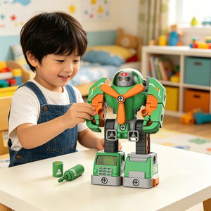 Giocattoli <span class=keywords><strong>Robot</strong></span> con Quattro Forme di Trasformazione, Mini Cacciavite Simulato, Giocattoli Educativi per Bambini da Assemblare - Product Image 1