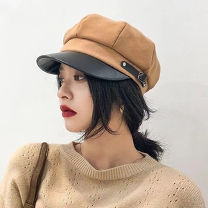 Casquette pour femme en laine, style rétro britannique, unie, octogonale, tendance, ceinture, automne-hiver - Product Image 3