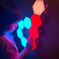 Penjualan Terbaik Lampu Hias Rumah Amazon Lampu Dinding 3d dengan Stiker Heksagon Lampu Modular Produk Kreatif