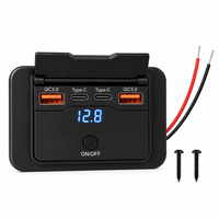 Chargeur embarqué 4 ports 12-24V pour camping-car avec USB Type C, double QC3.0, PD, charge rapide, voltmètre et interrupteur