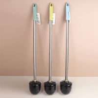 Brosse de toilette avec tête plate ronde poils touffus peut accrocher au mur pour ménage salle de bain toile bol nettoyage