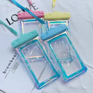 Wholesale Custom Iridescent Waterproof Phone Bags Outdoor Swimming Holographic Snorkeling Waterproof Phone Case