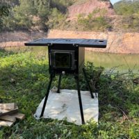 Poêle à bois en acier au carbone en gros, prix d'usine, poêle de camping pliable portable, équipement extérieur professionnel polyvalent