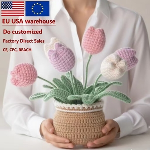 Kit Creativo per Uncinetto Fai-da-Te: Fiori di Tulipano Lavorati a Maglia, Set per Principianti per Realizzare Vasi di Fiori Lavorati a Mano - Product Image 2