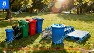 Contenedores de Basura de Plástico con Ruedas de 50L, Ecológicos, Ahorran Espacio, con Tapas Enrollables, Tamaño Pequeño para Uso Interior/Exterior - Product Image 6